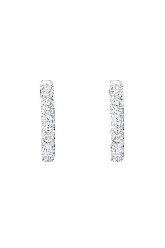 64 Facets White Diamond Huggie Earrings