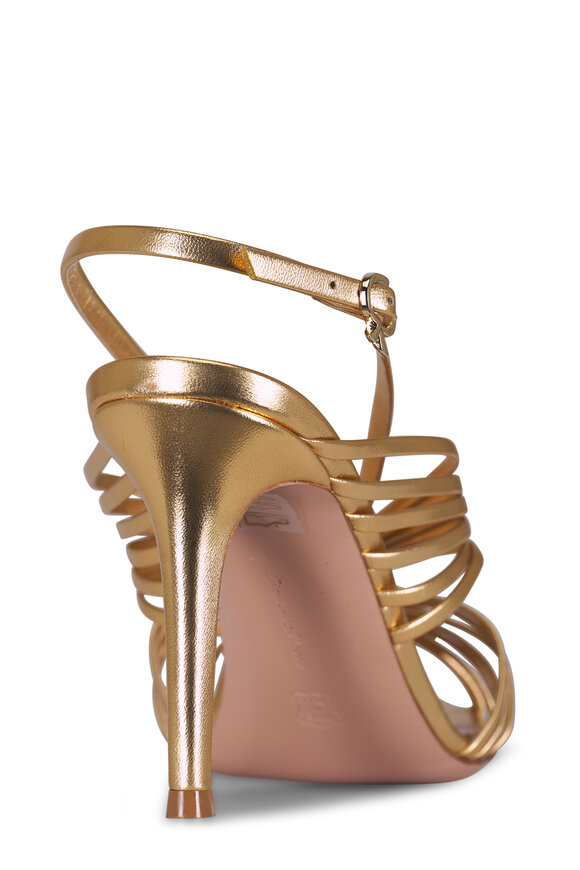 Gianvito Rossi Gold Metallic Leather Slingback Sandal, 85mm - view 4