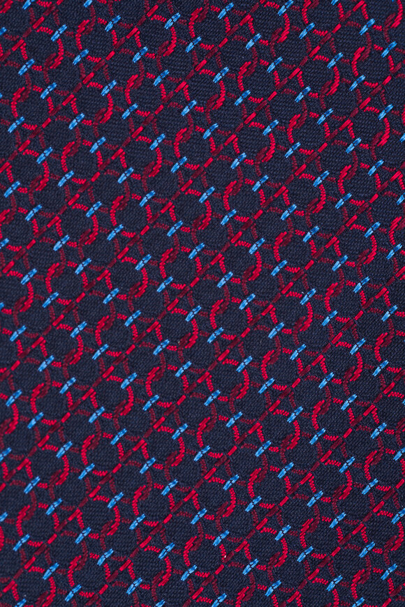 Ferragamo Navy & Red Silk Jacquard Necktie - view 2