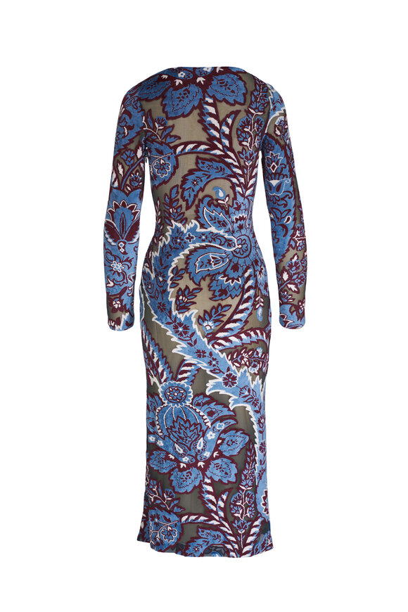 Etro - Blue Floral Printed Midi Dress 