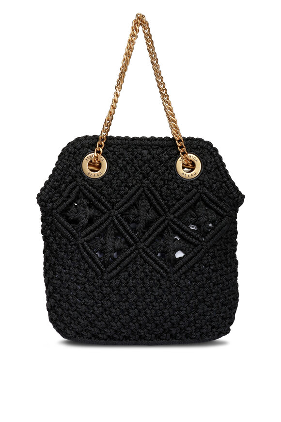 Veronica Beard Small Black Macrame Slouch Bag
