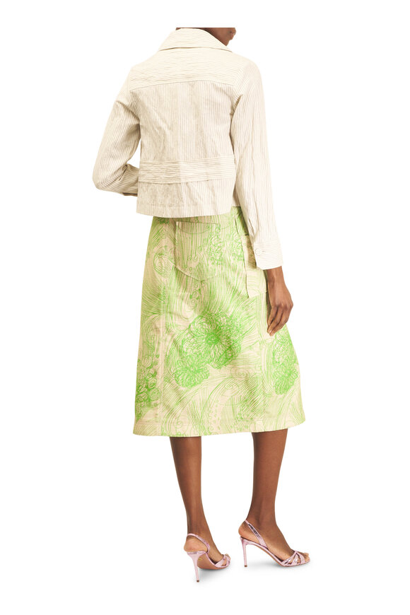 Odeeh Grass Green Scribbled Canvas Midi Skirt - view 3