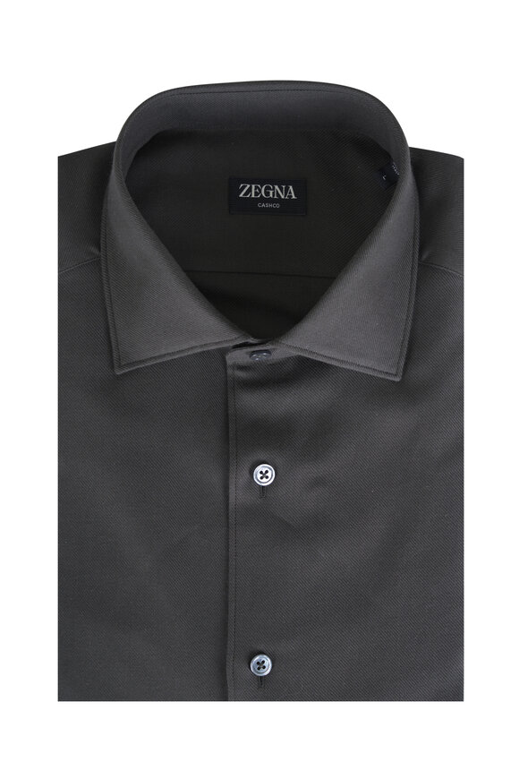 Zegna Cashco Dark Olive Sport Shirt - view 1