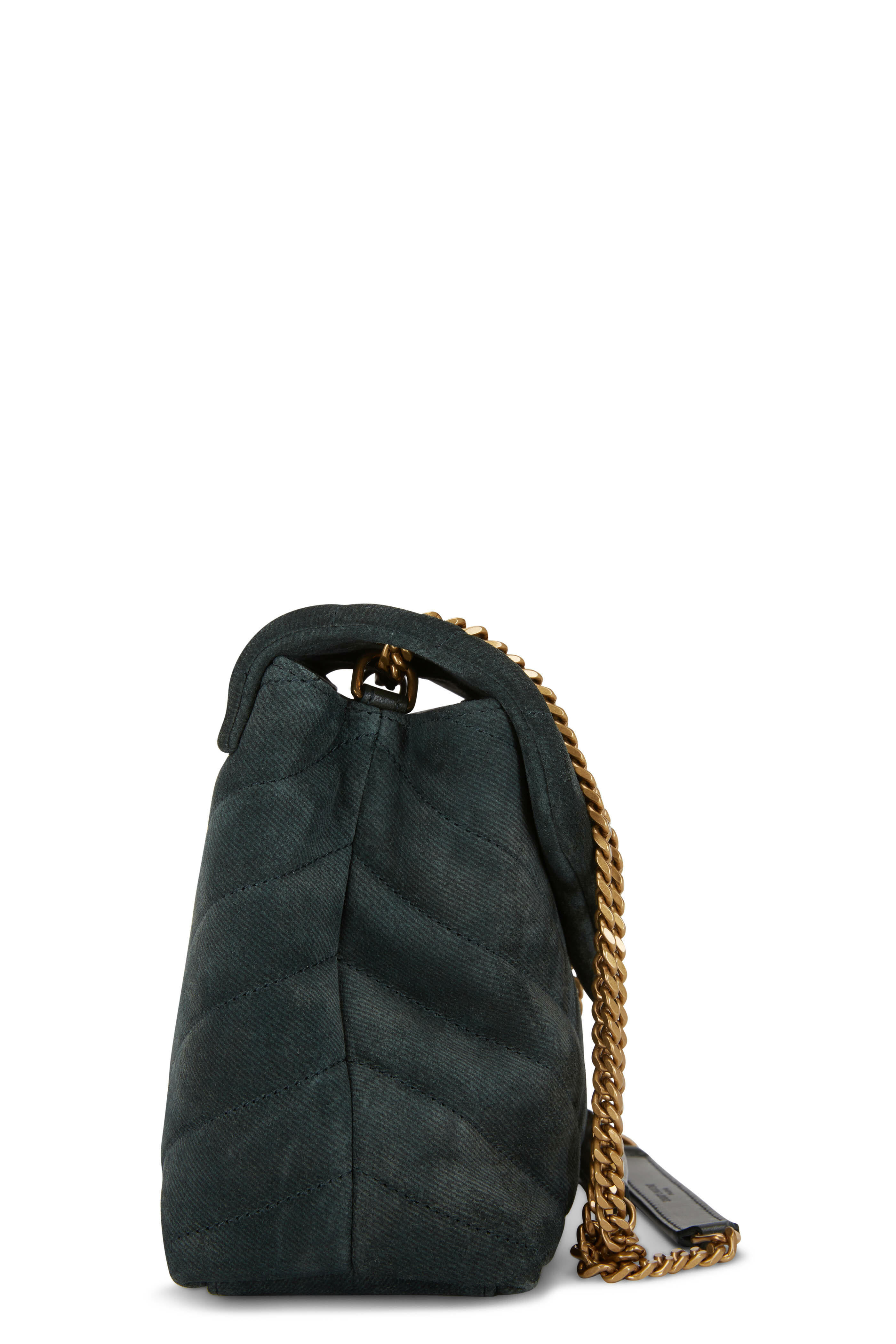 Saint Laurent - Loulou Dark Forest Suede Small Monogram Bag