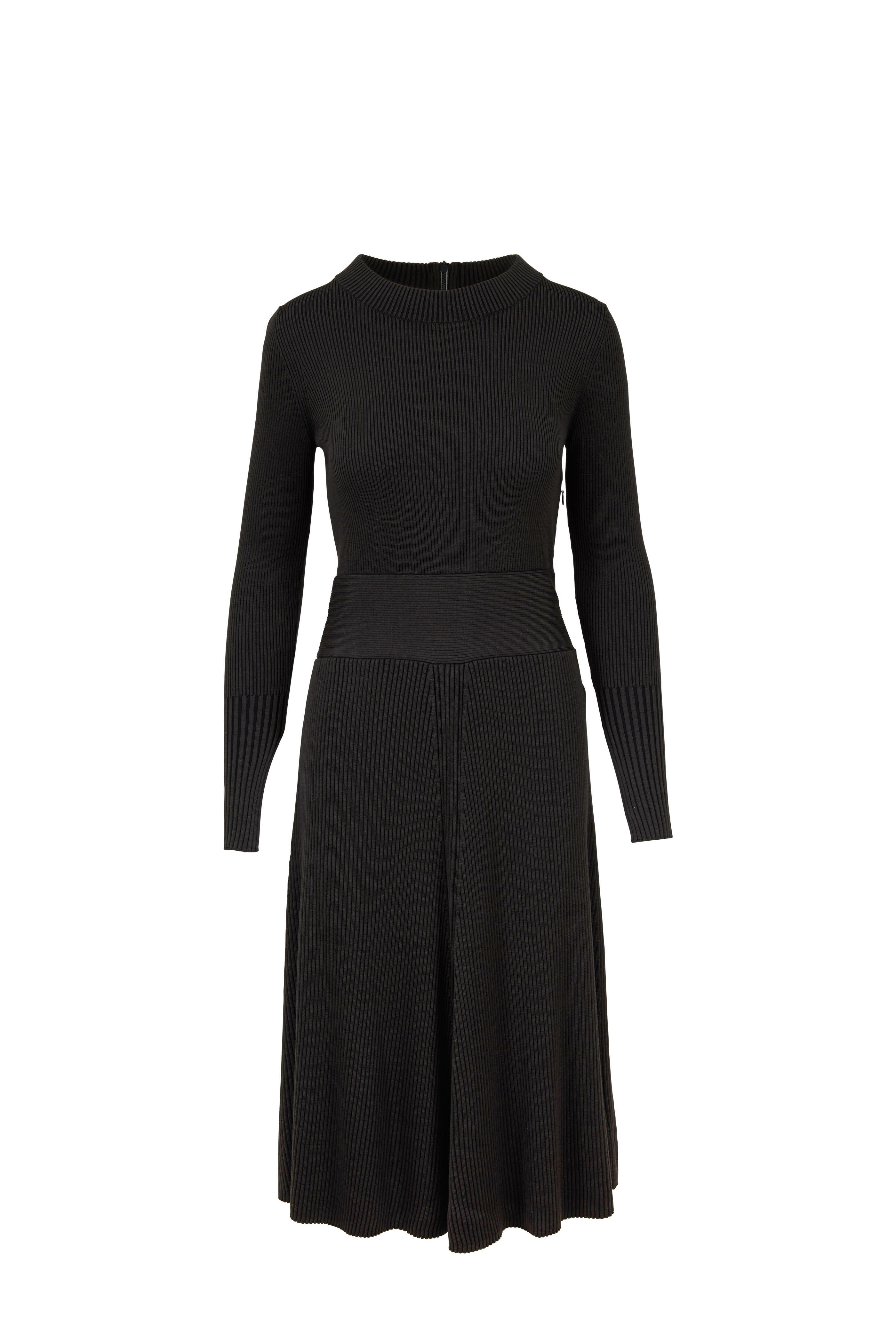 Akris Punto - Olive Wool Ribbed Knit Dress | Mitchell Stores