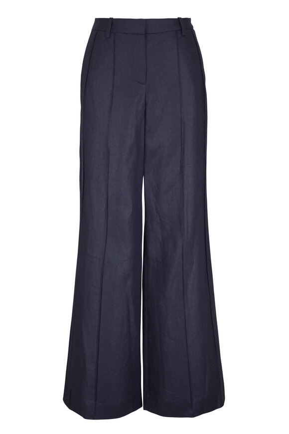 TWP Bond St Midnight Linen Pleated Pant