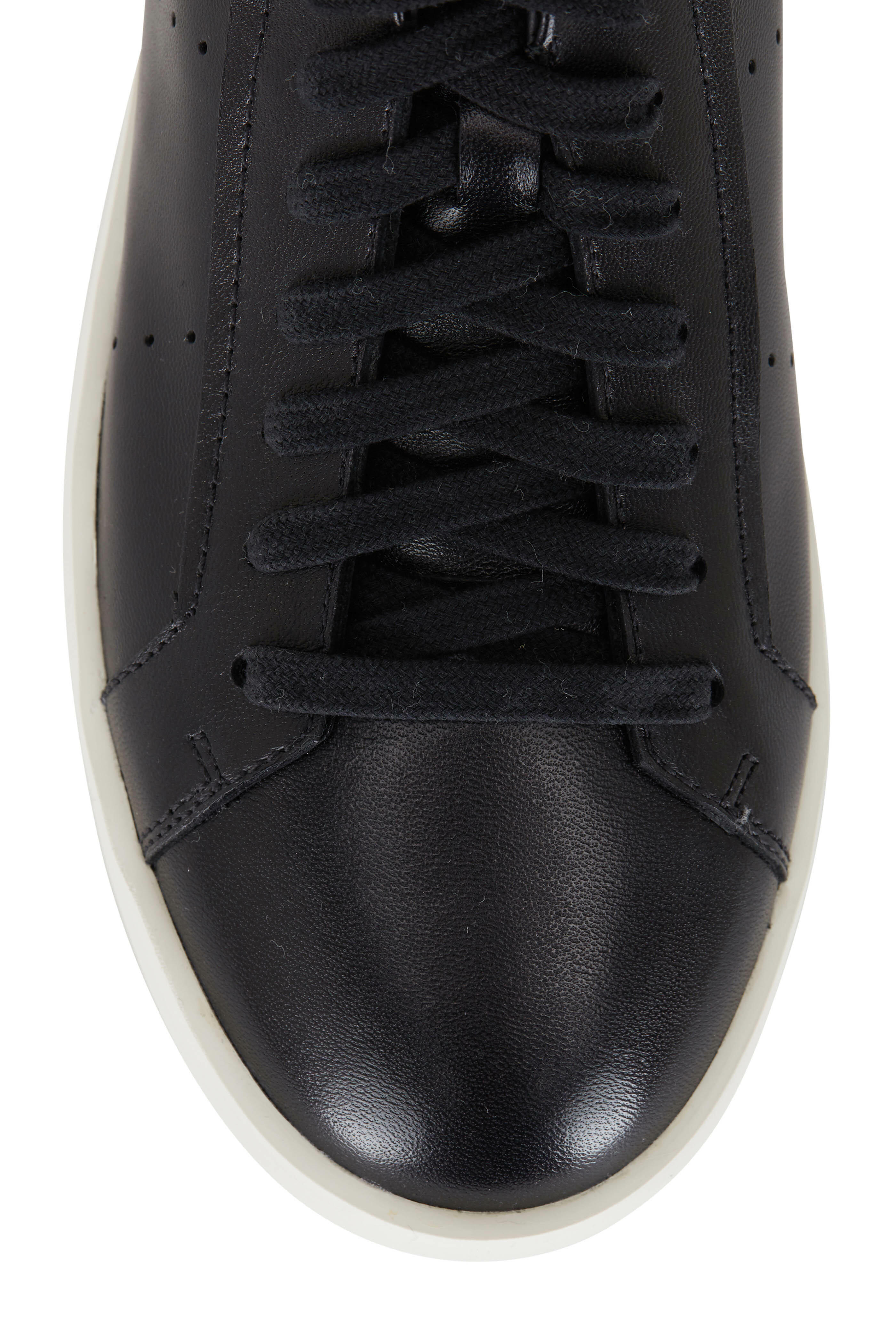 希少【Santoni】ハイトップ ヴィンテージ レザー スニーカー Santoni - Black Leather Hi-Top Sneaker | Mitchell Stores