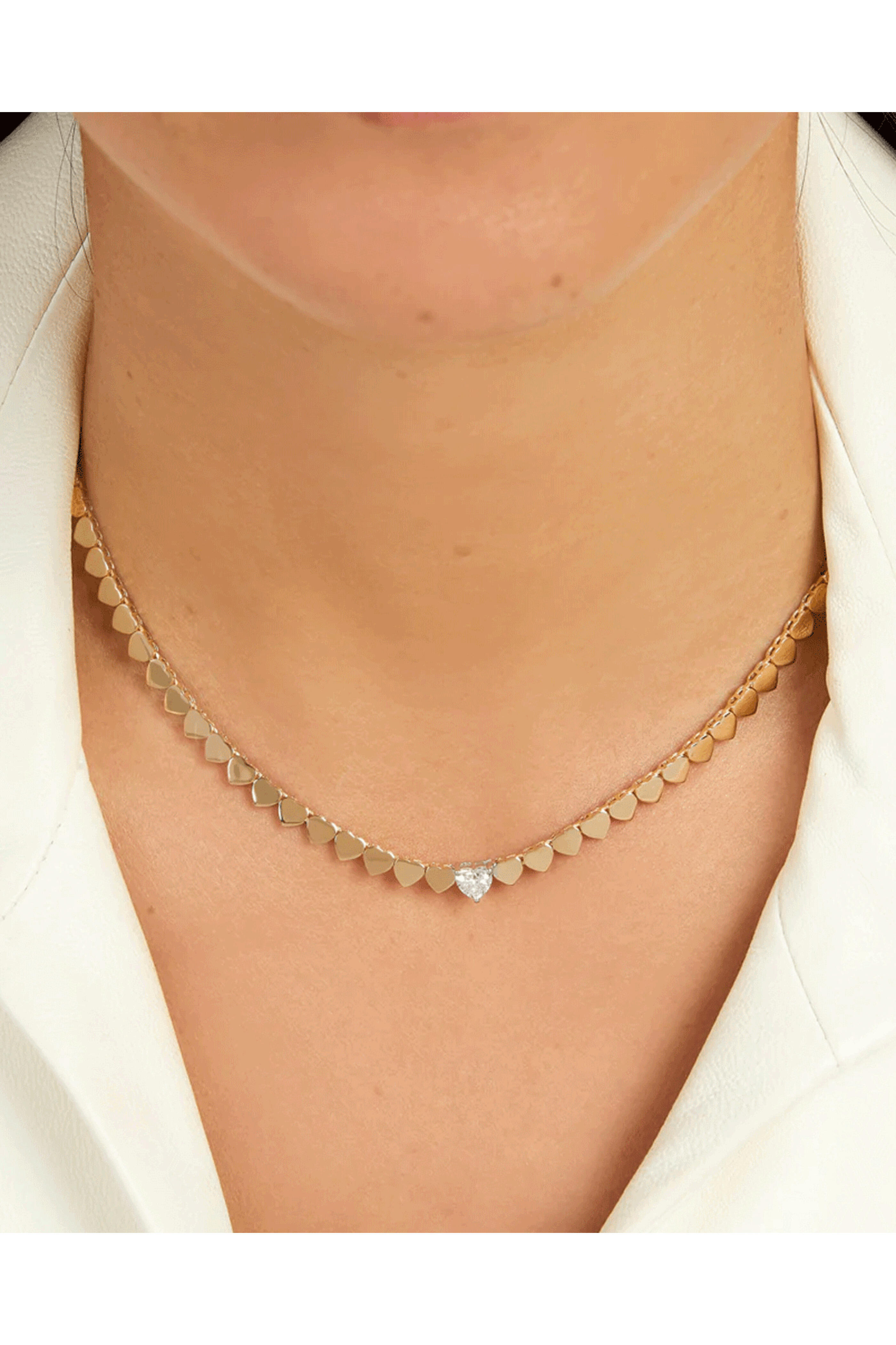 Kai Linz - 14k Yellow Gold Single Set Diamond Heart Necklace