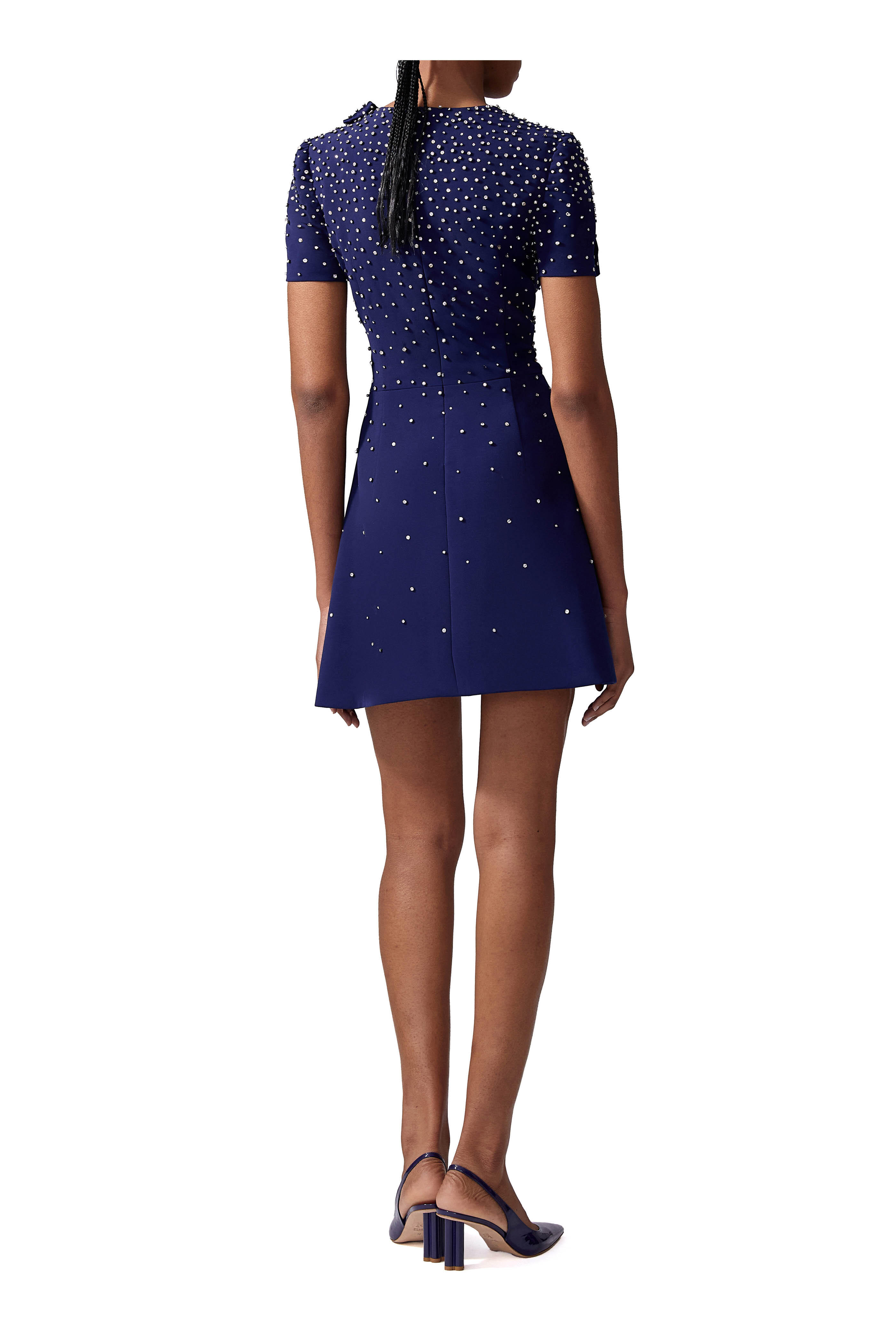 Carolina Herrera - Midnight Blue Crystal Embellished Mini Dress