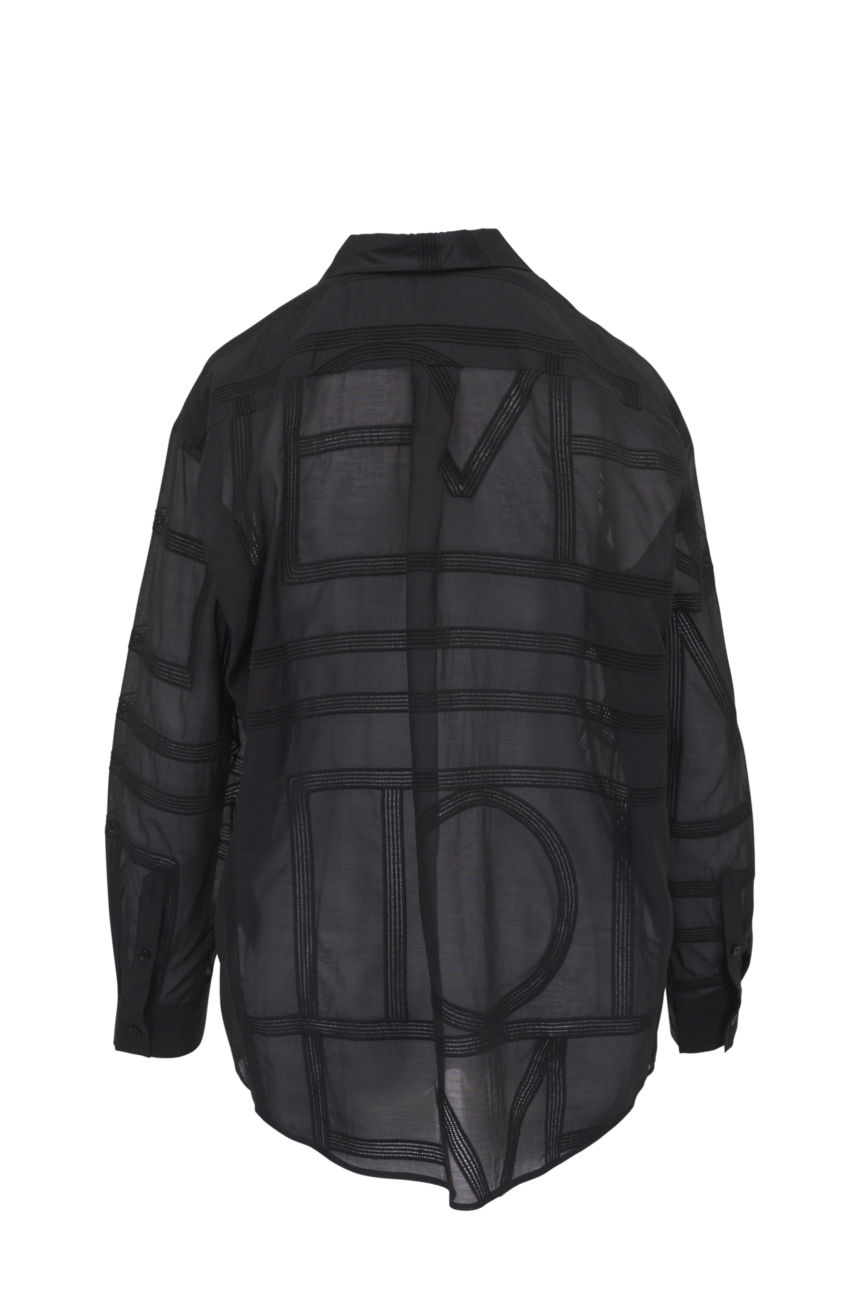 Totême - Classic Crochet Black Silk Blouse