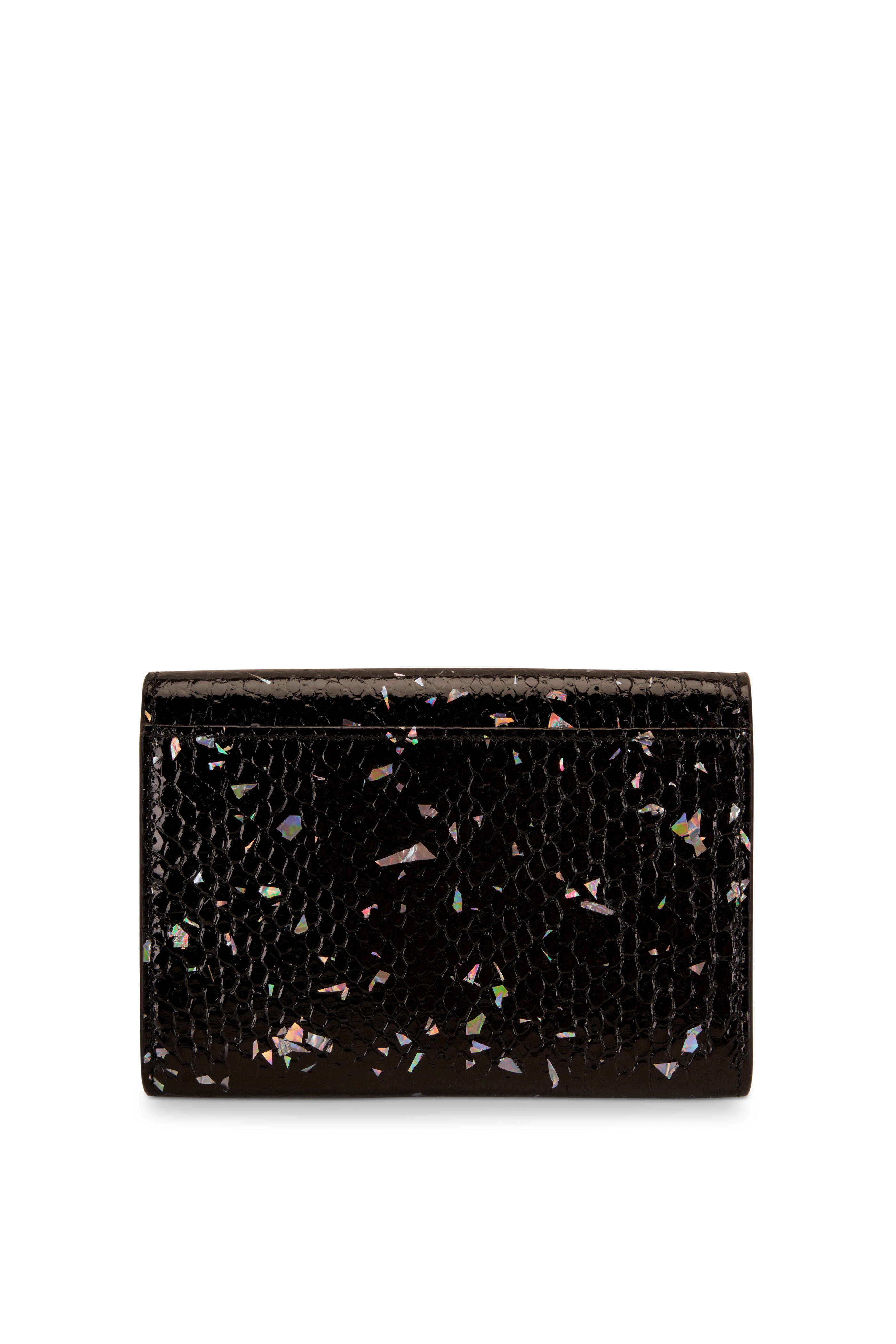 Saint Laurent - Black & Glitter Embossed Leather Envelope Wallet