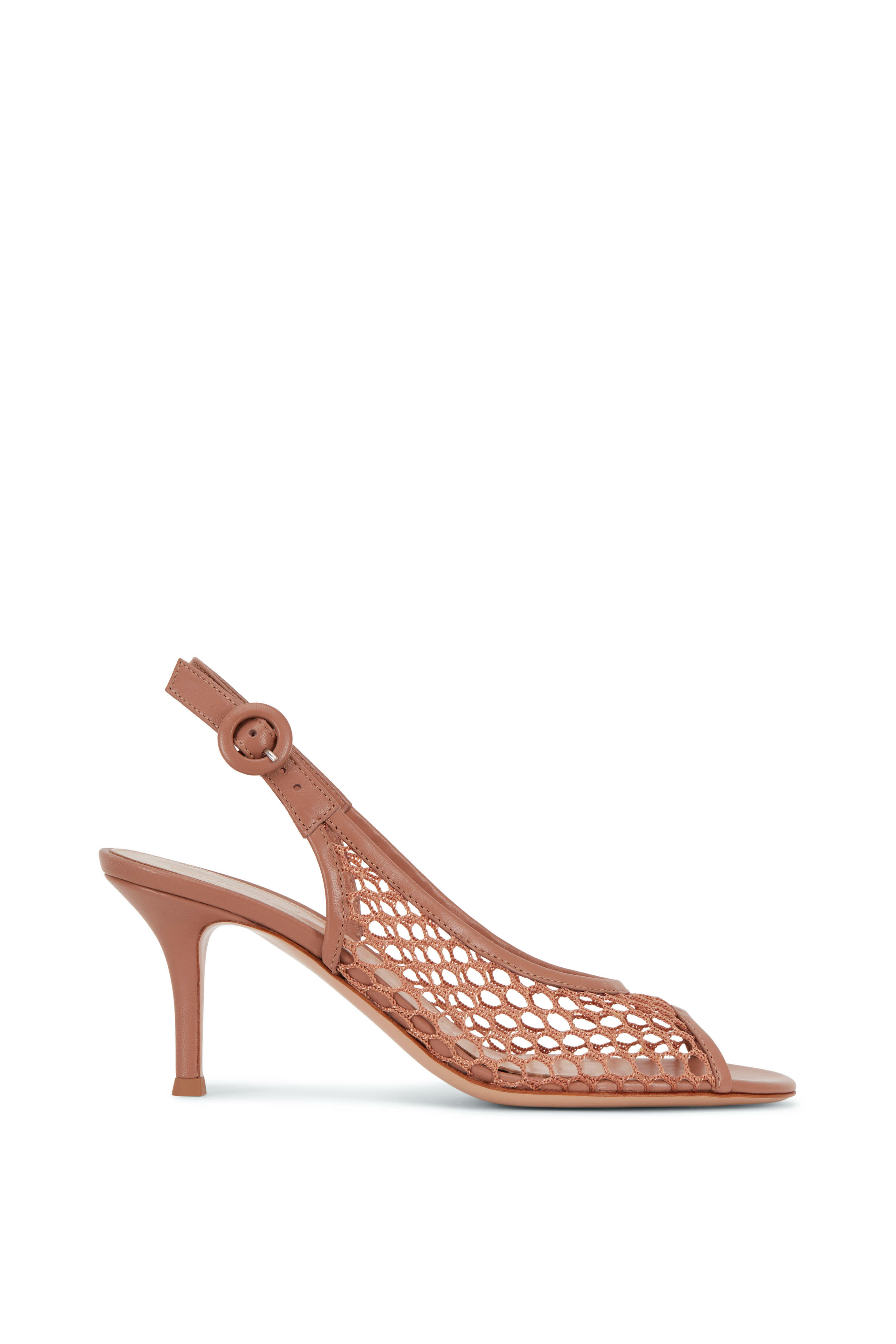 Gianvito Rossi - Praline Mesh Leather Slingback Pump, 70mm