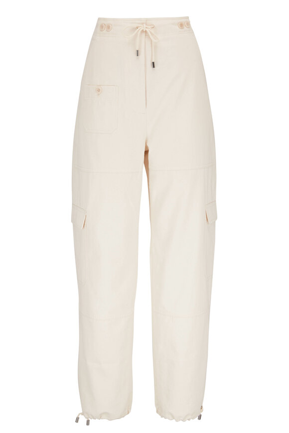 Totême - Ecru Cotton Cargo Drawstring Ankle Pant