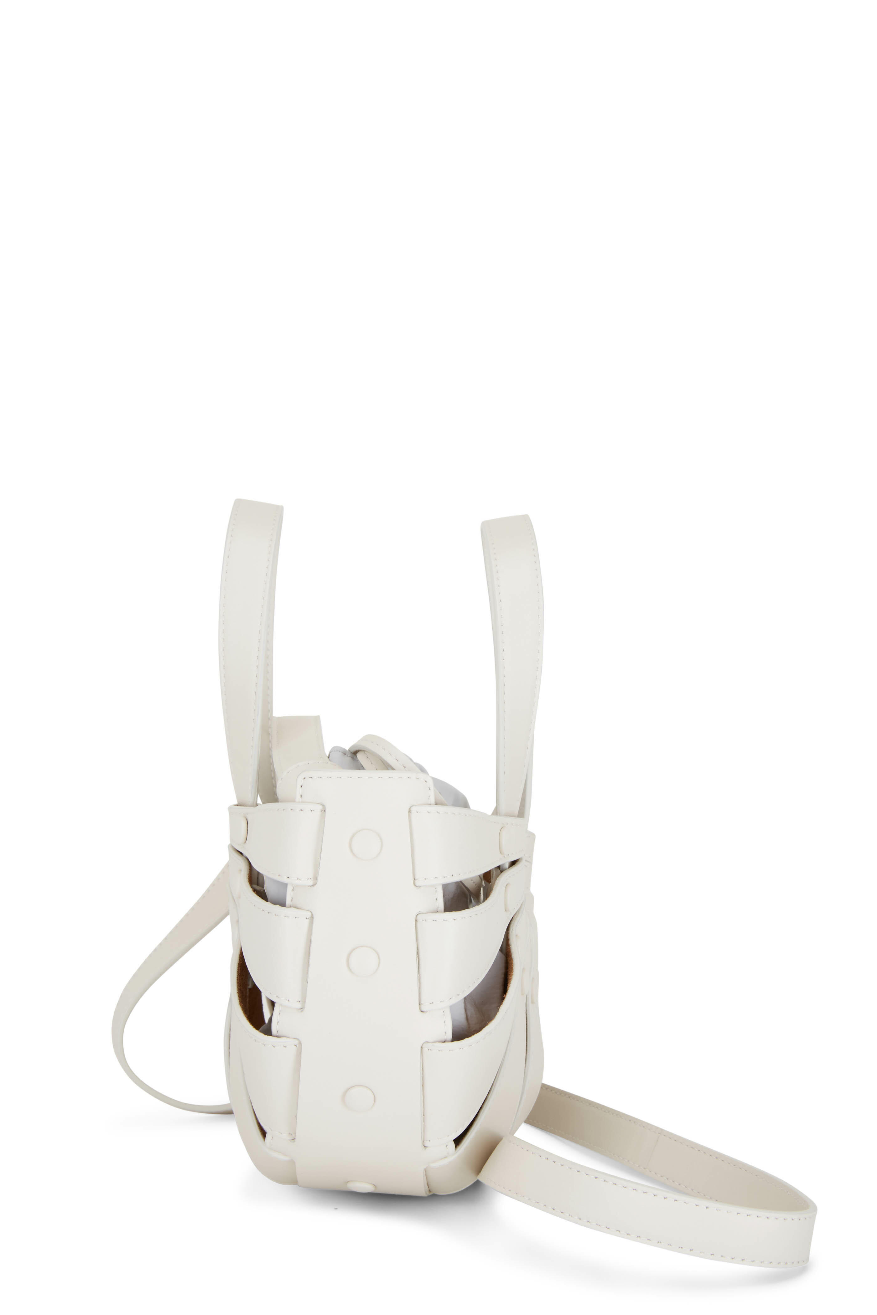 SHELL MINI BUCKET BAG - white