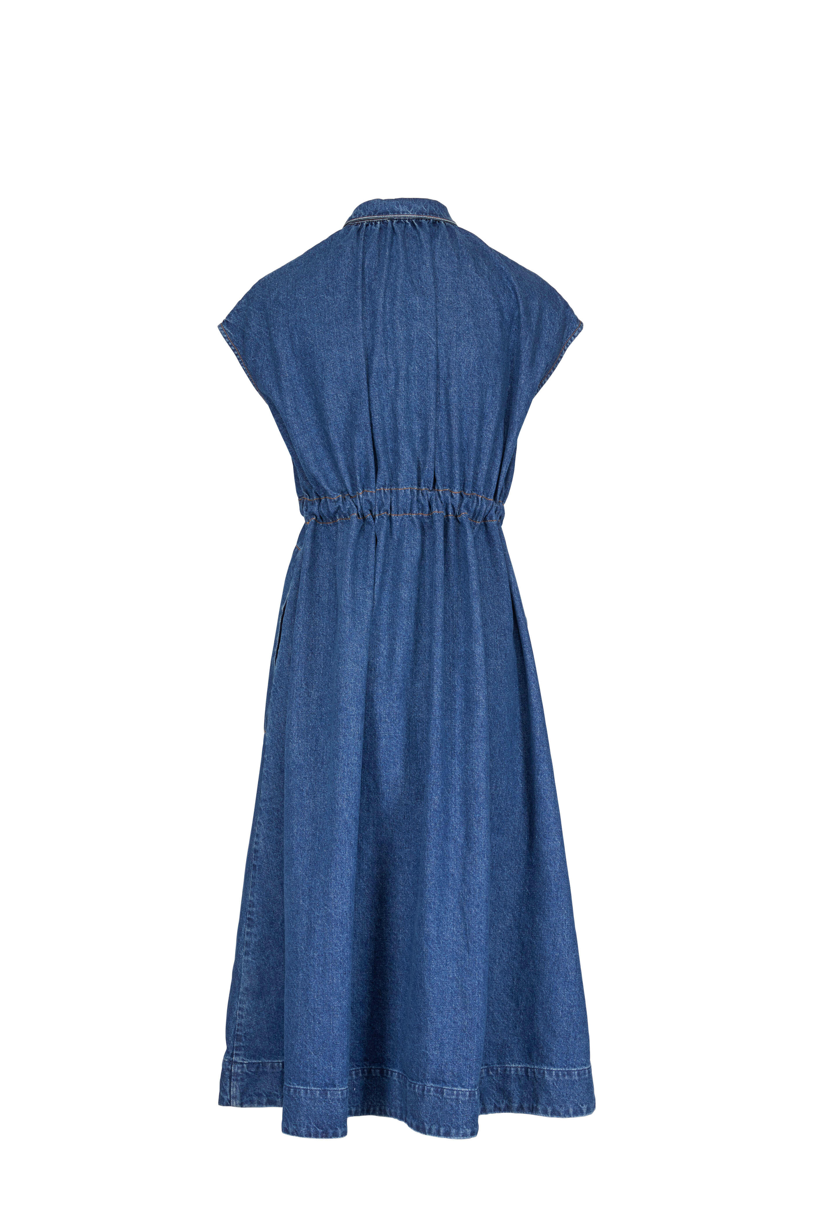 CO Collection - Indigo Blue Tie Waist Denim Dress