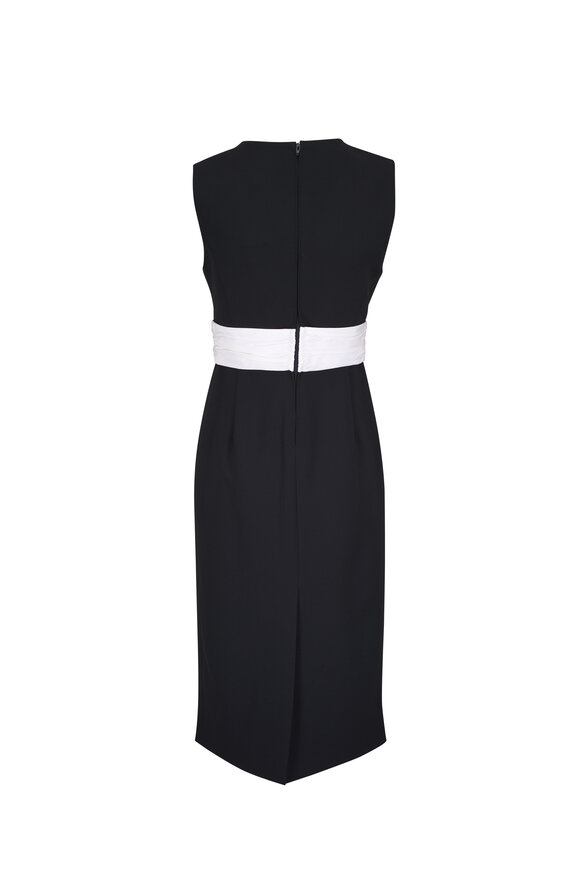 Carolina Herrera - Black & White Cummerbund Waist Midi Dress