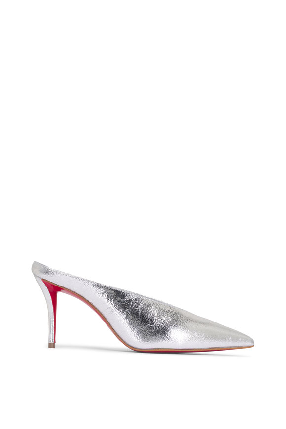 Christian Louboutin Miss Z Silver Leather Mule, 80mm - view 4