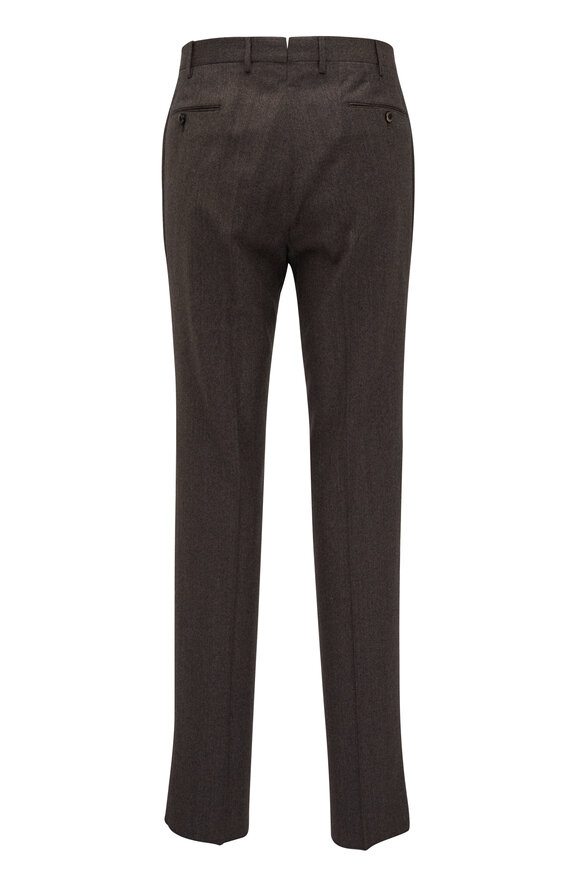 PT Torino - Super 130's Brown Flat Front Flannel Pant