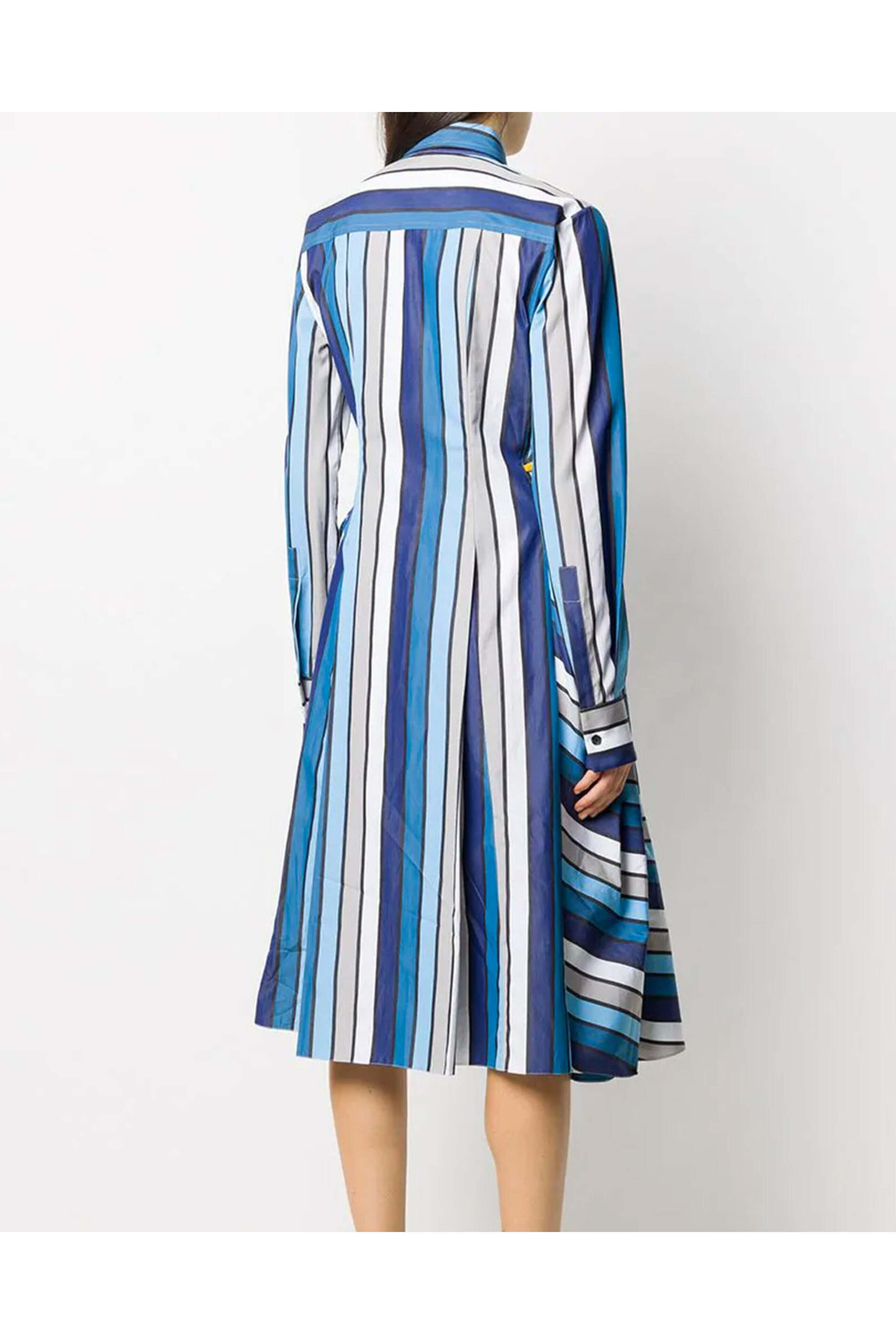 blue dress for baby girl Poppy Blue Self-Tie Striped Midi Shirt Dress, L / Blue main image 1