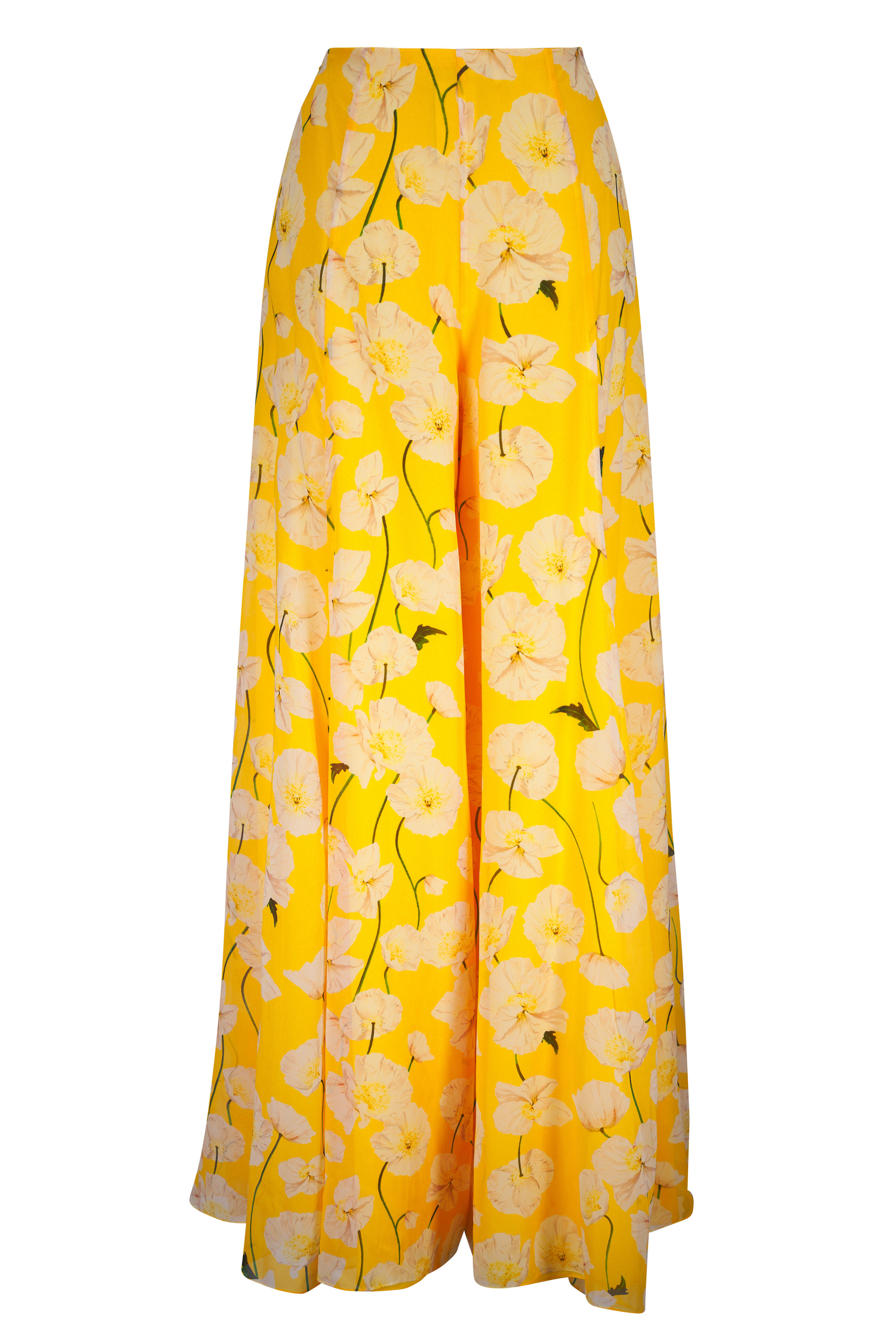 Carolina Herrera - Yellow Floral Silk Palazzo Pant