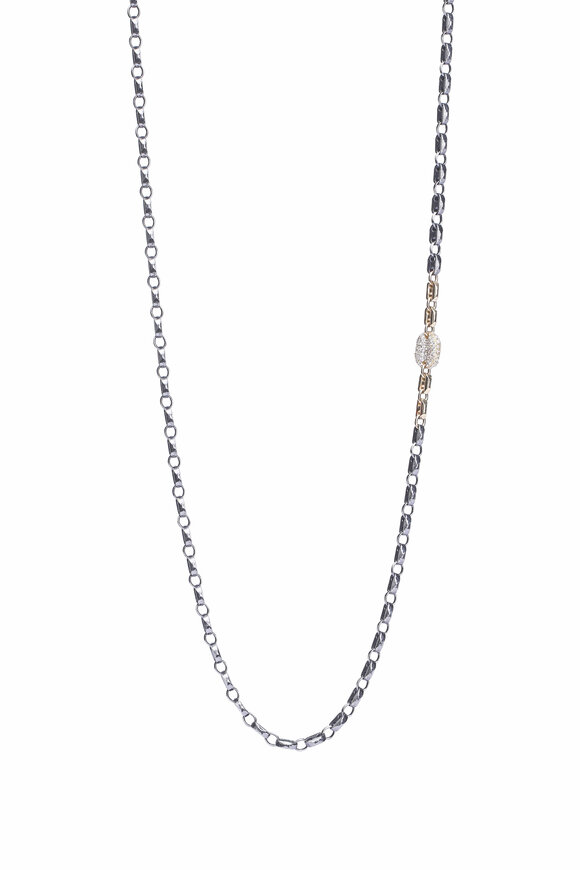 .925Suneera Mixed Metal & Diamond Chain Link Necklace