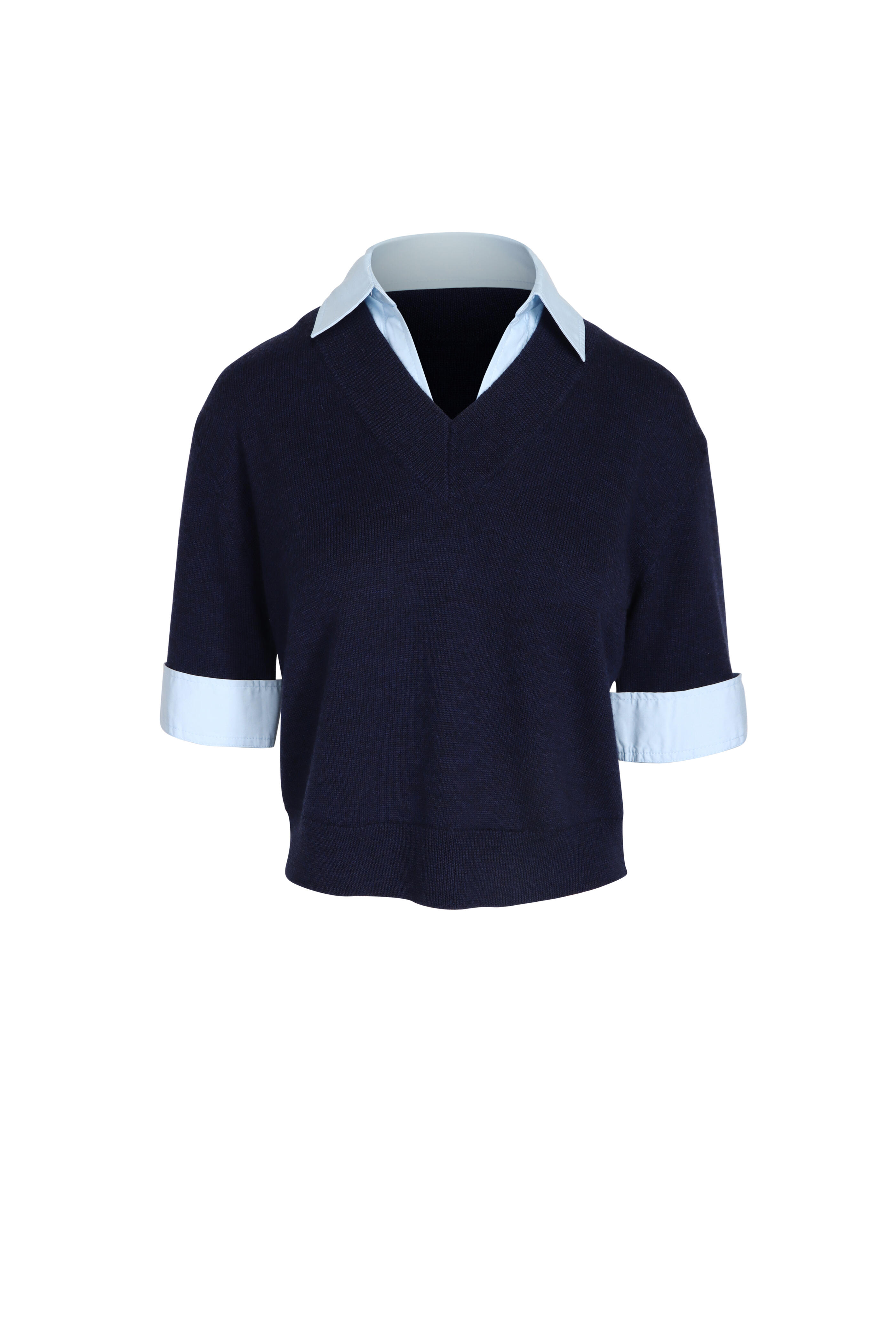 Tanya Taylor - Esme Oxford & Maritime Blue Sweater Top