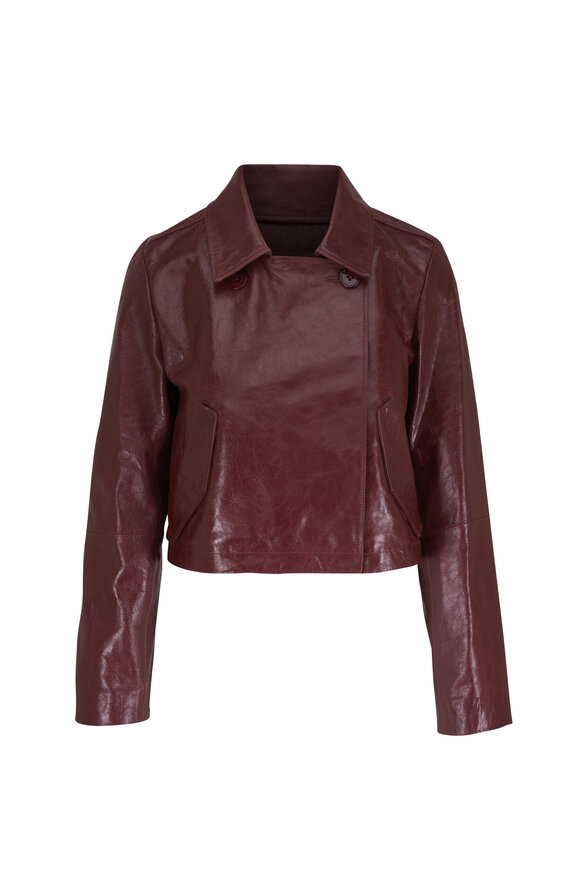 Dorothee Schumacher Broken Shine Burgundy Cropped Leather Jacket - view 1