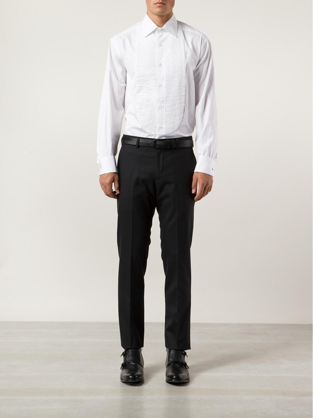 Brunello Cucinelli - White French Cuff Tuxedo Shirt