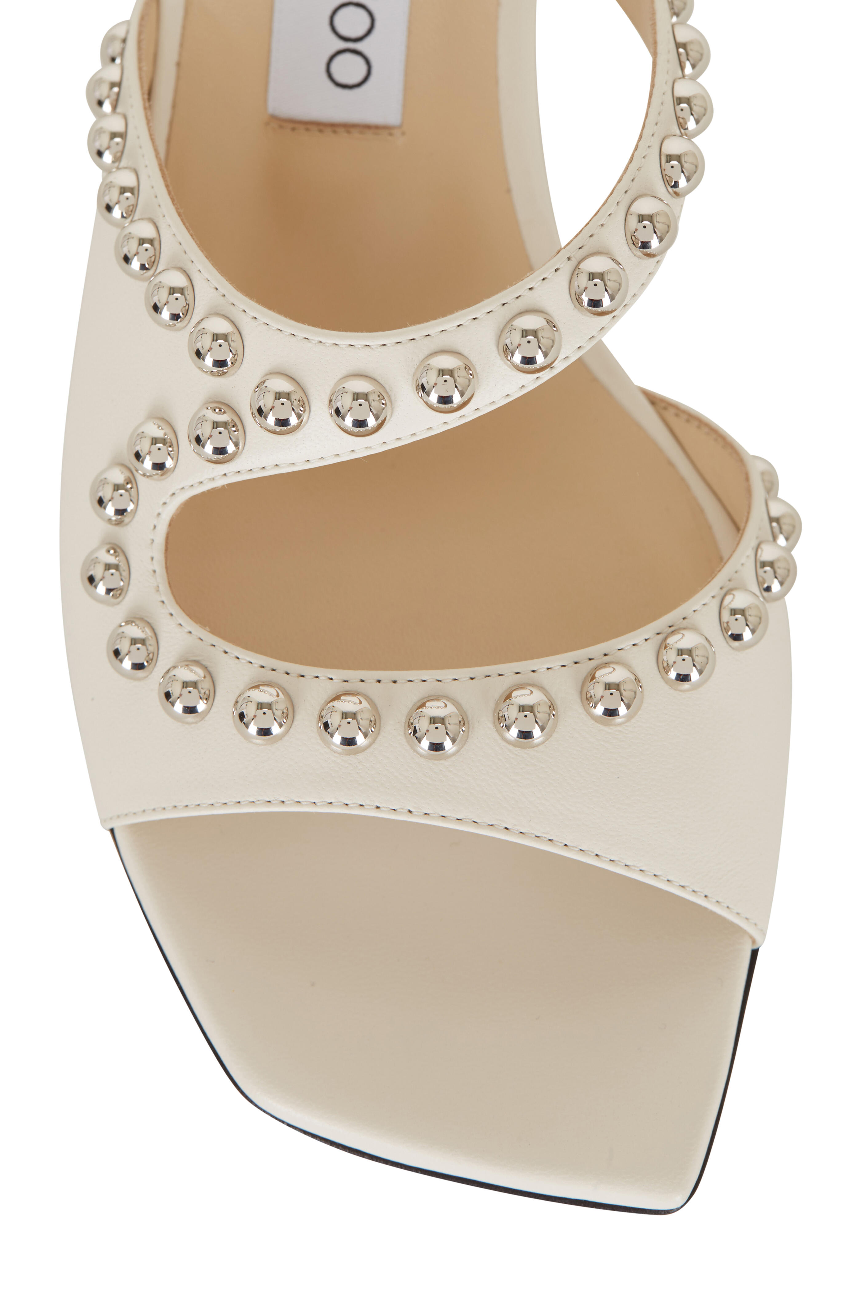 Jimmy Choo - Jacci Latte Leather & Silver Studs Mule, 45mm