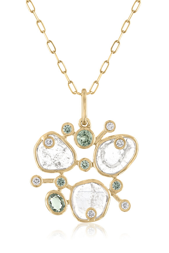 Loriann Kiara Cluster Diamond & Green Sapphire Necklace
