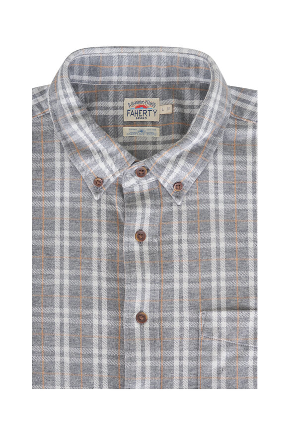 Faherty Brand Gray Cloud Plaid Coastline Knit Shirt - view 1