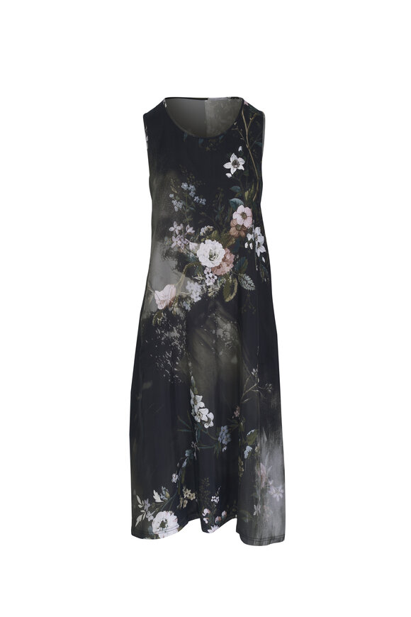 R13 Black Bleached Floral Print Midi Dress 