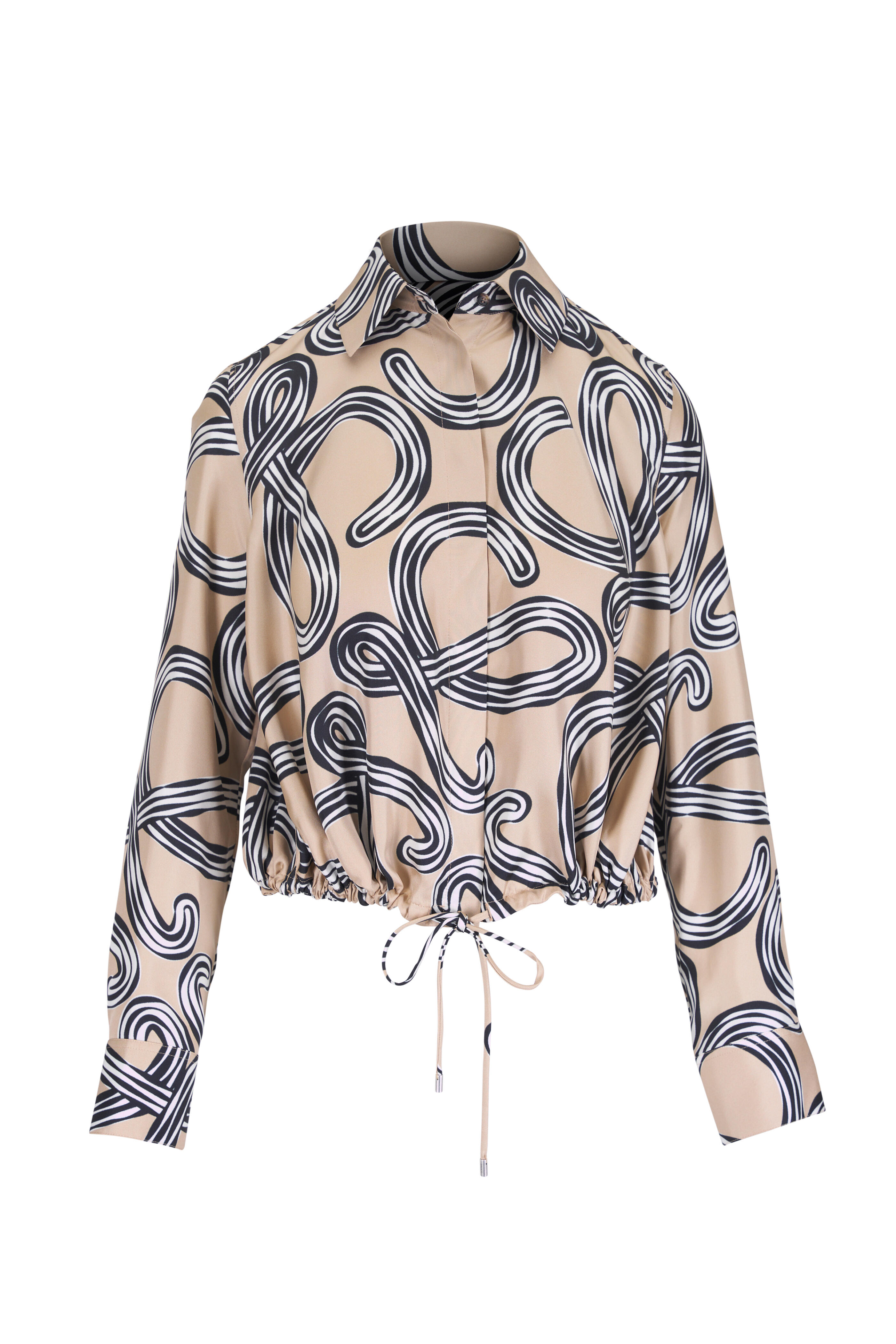 Loewe - Beige & Black Silk Balloon Shirt - view 5
