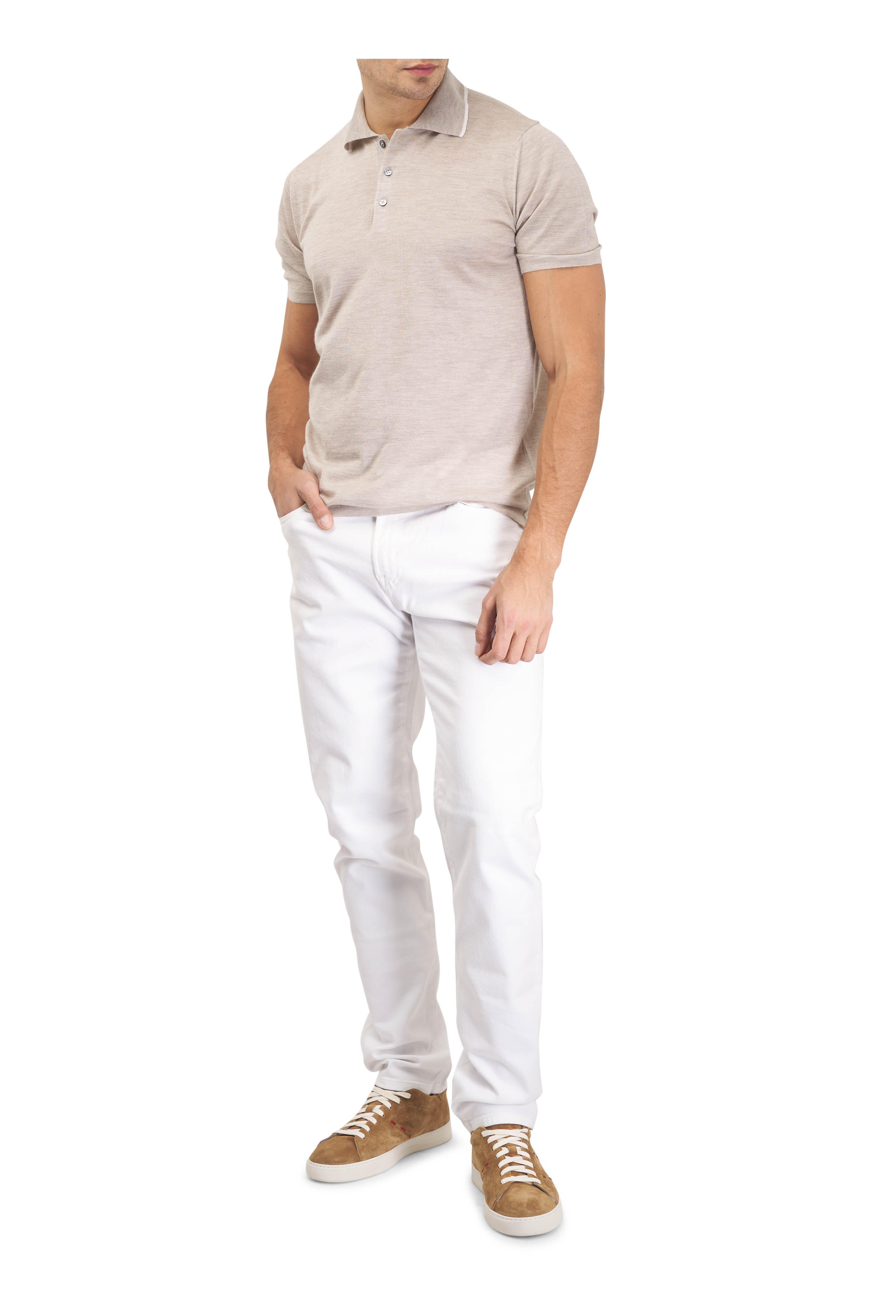 Fedeli - Mushroom Cashmere & Silk Polo