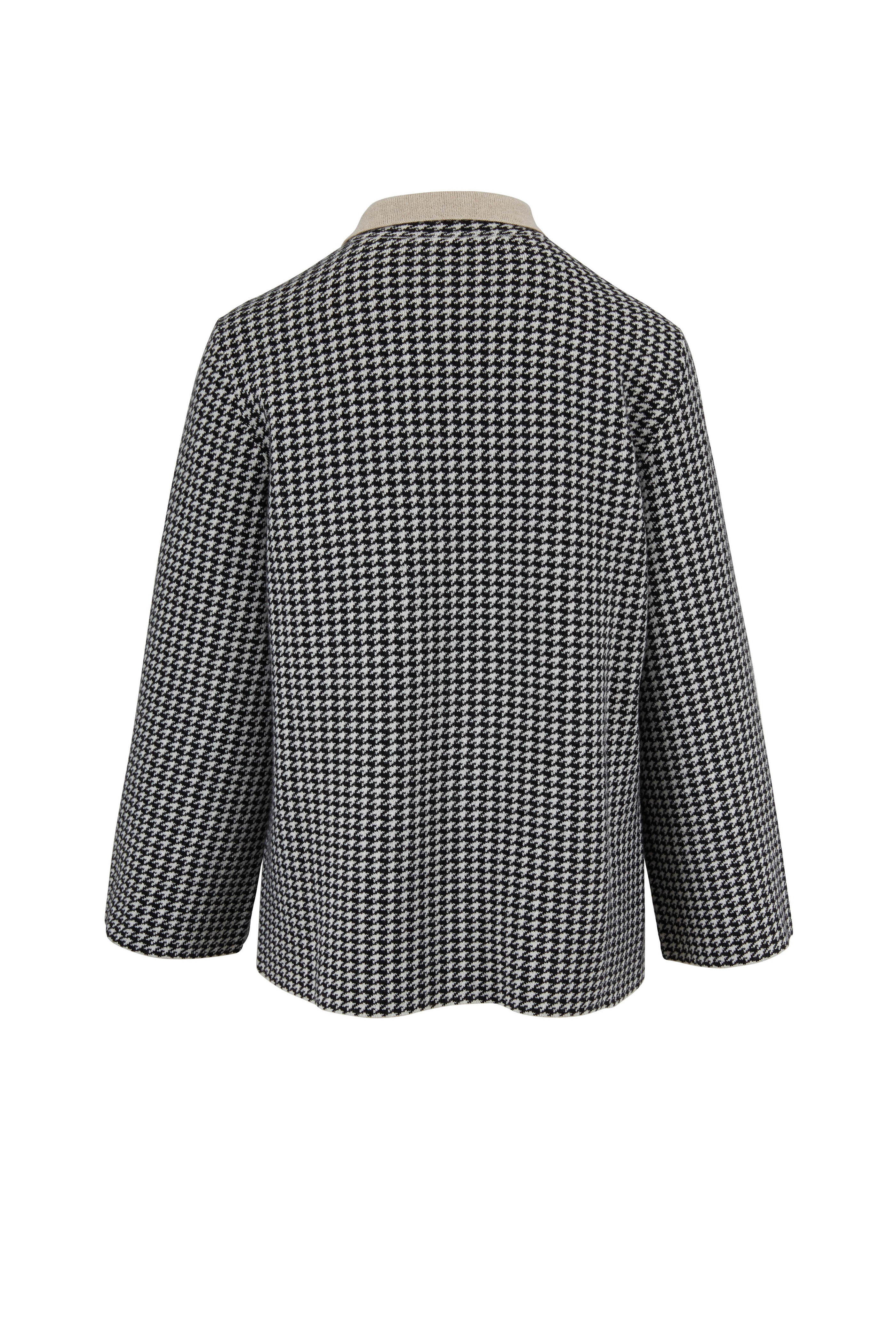 Akris - Black & Birch Houndstooth Reversible Jacket