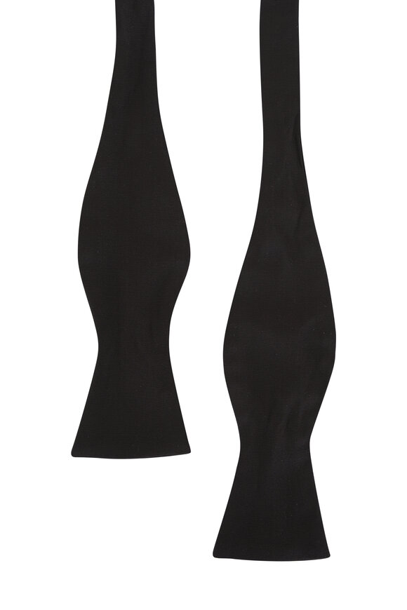 Kiton Black Silk Faille Self Tie Bow Tie - view 2