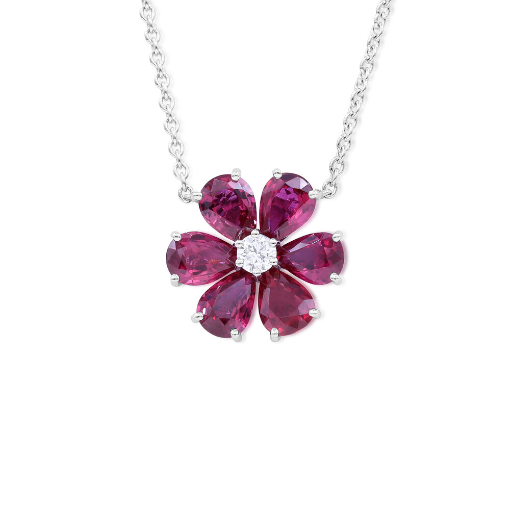 Oscar Heyman - Platinum Ruby & Diamond Pendant Necklace