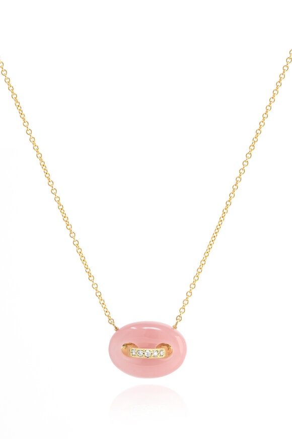 Jenna Blake 18k Yellow Gold Quartz Stone Mariner Link Necklace