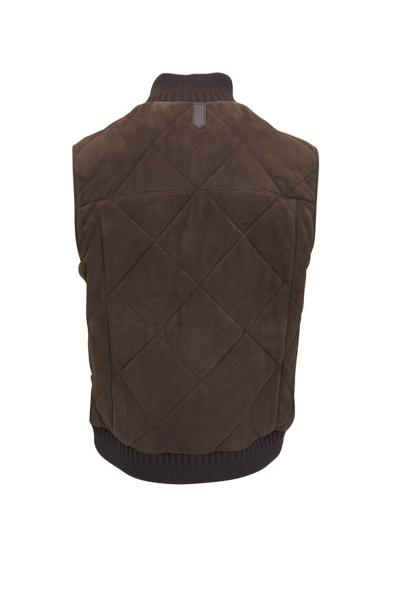 Canali - Dark Brown Quilted Suede Vest 