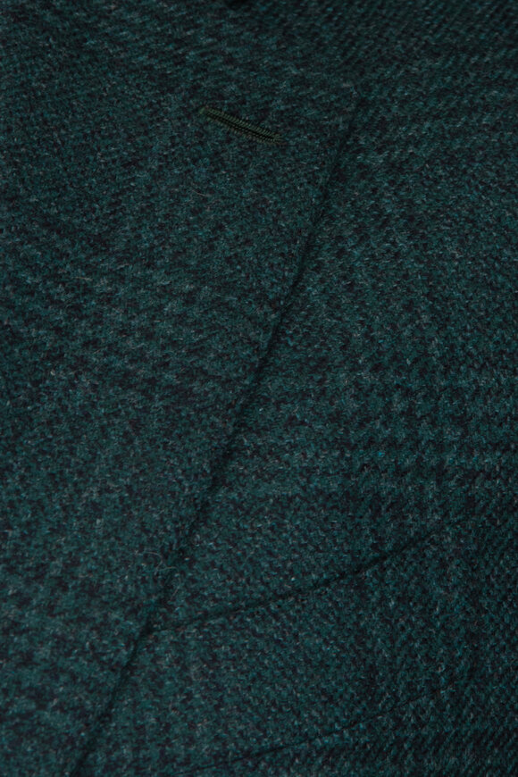 Cesare Attolini Dark Teal Plaid Cashmere Sportcoat - view 3