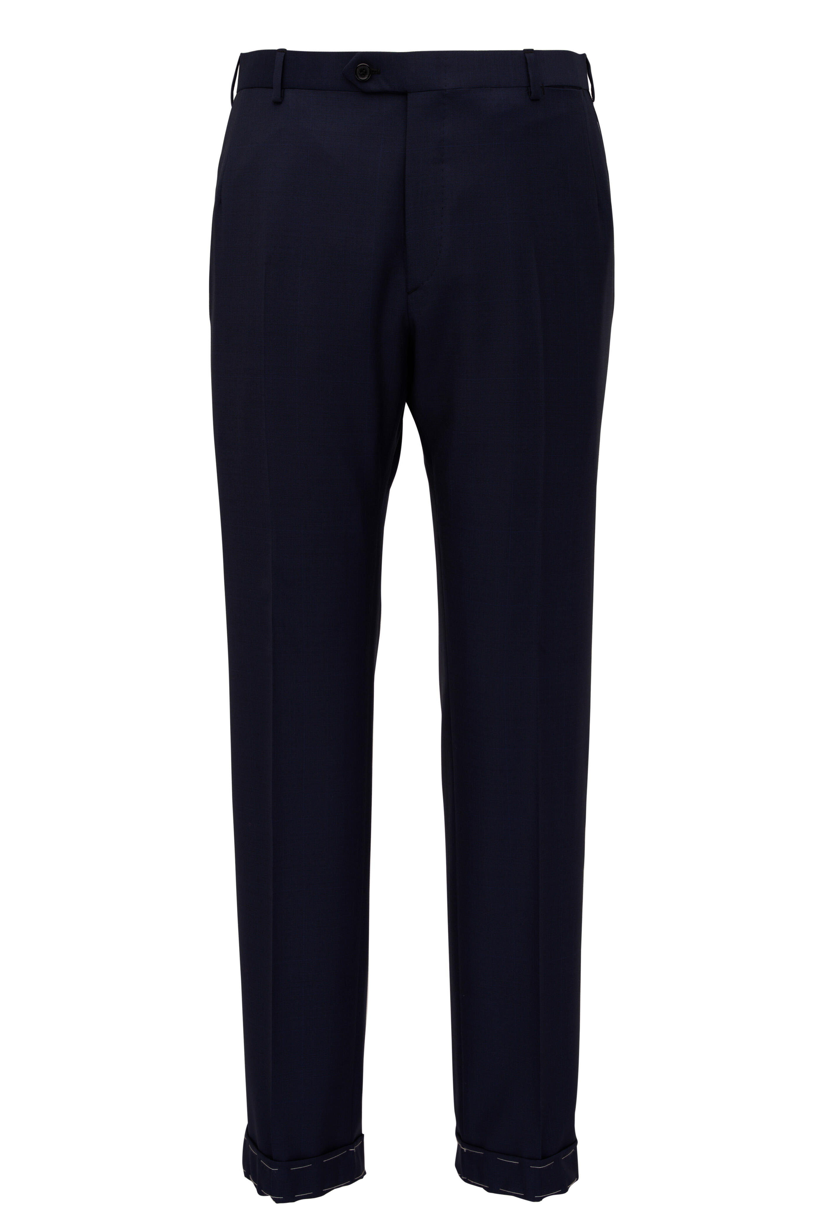 Brioni - Navy Blue Subtle Plaid Wool Suit | Mitchell Stores