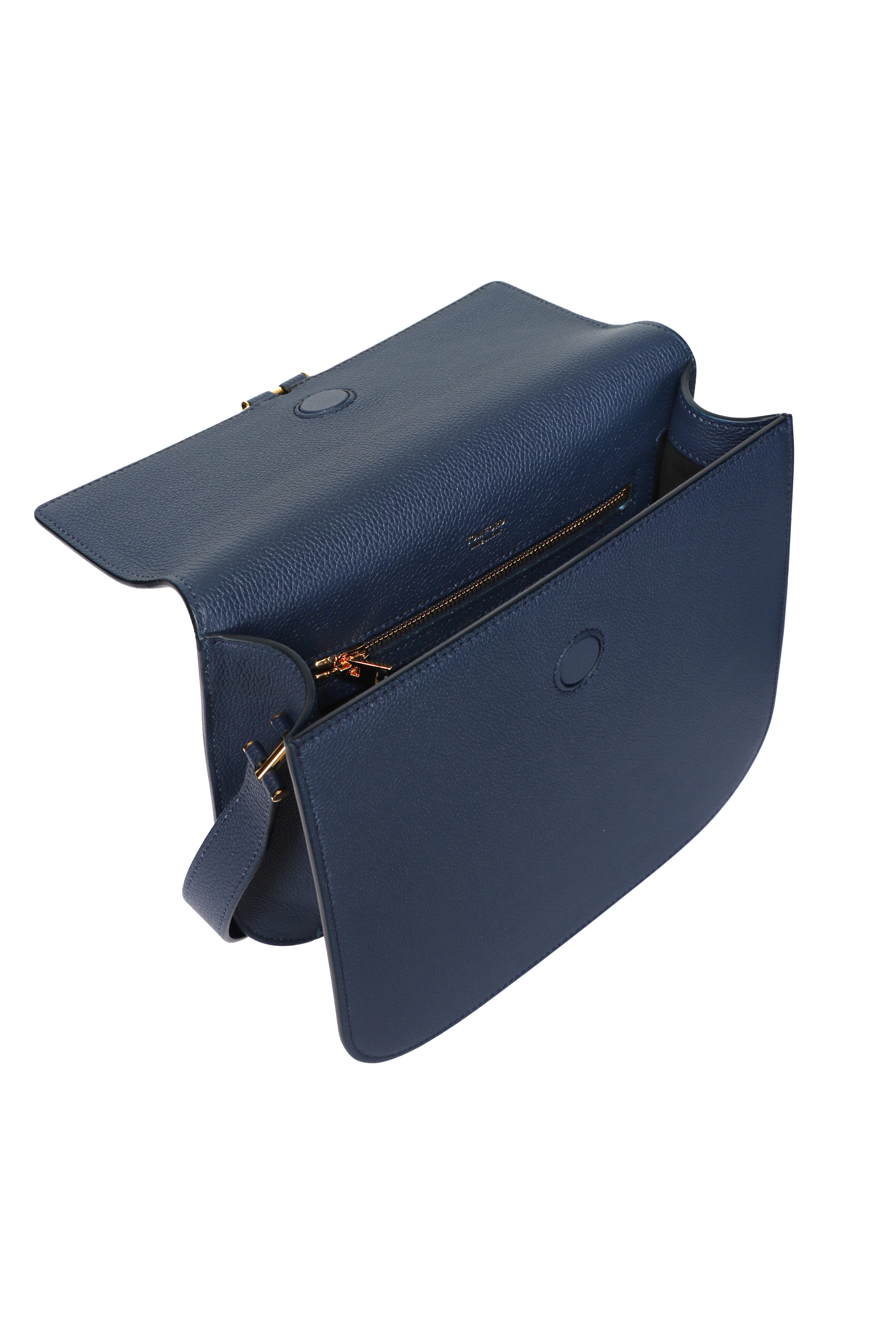 Tom Ford - Medium Tara Grained Leather Crossbody in Denim