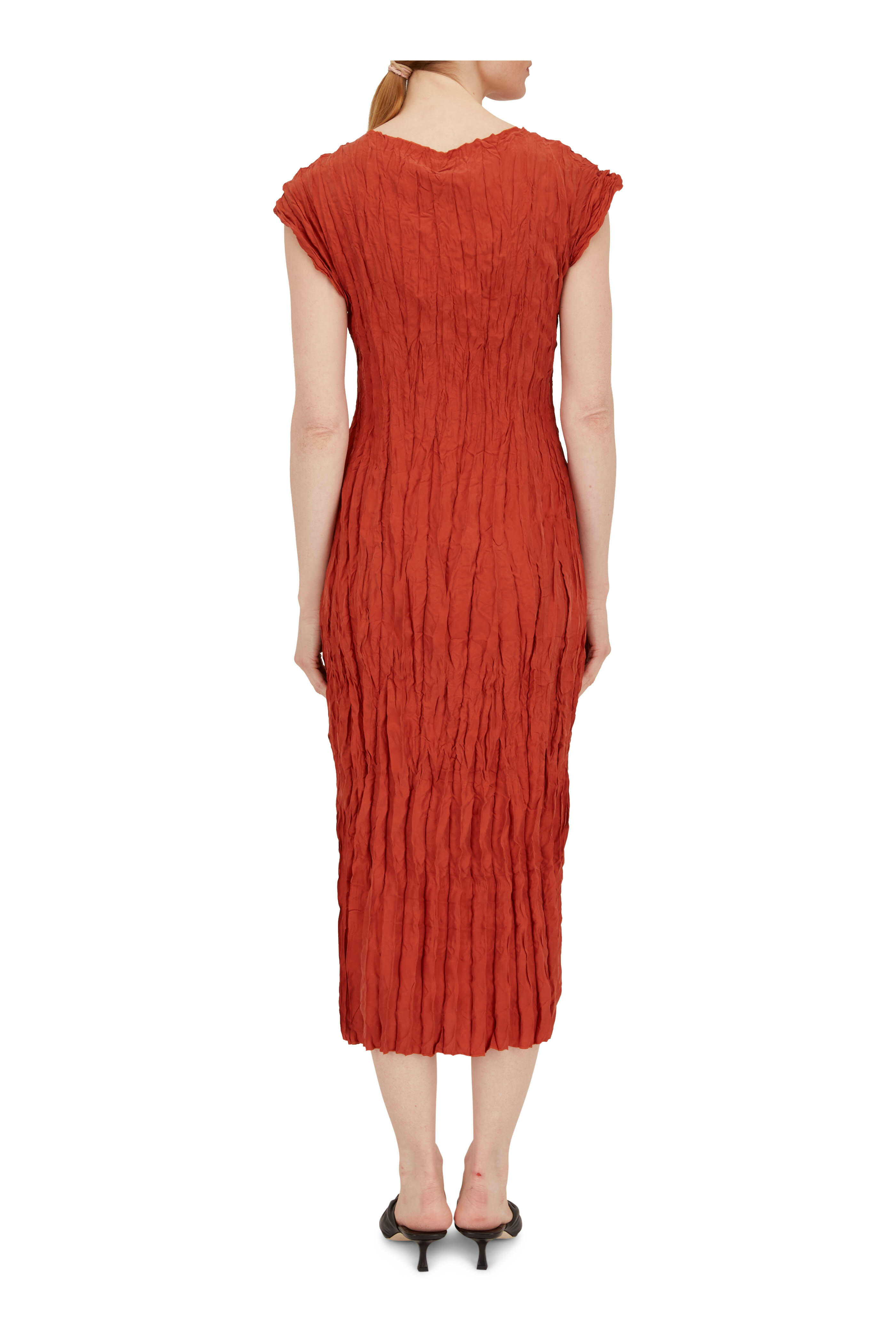 Totême - Bloody Mary Red Silk Crinkle Dress