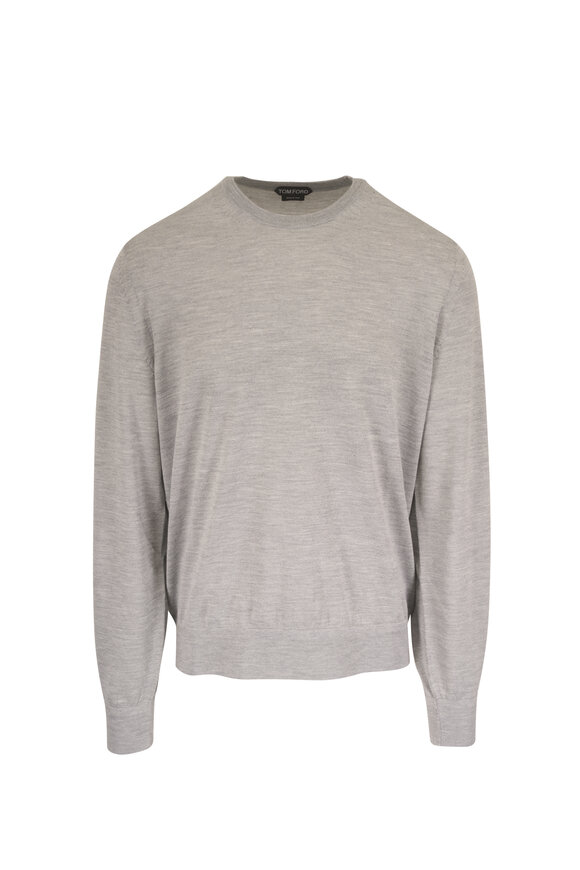 Tom Ford Light Gray Cashmere & Silk Crewneck Sweater - view 1