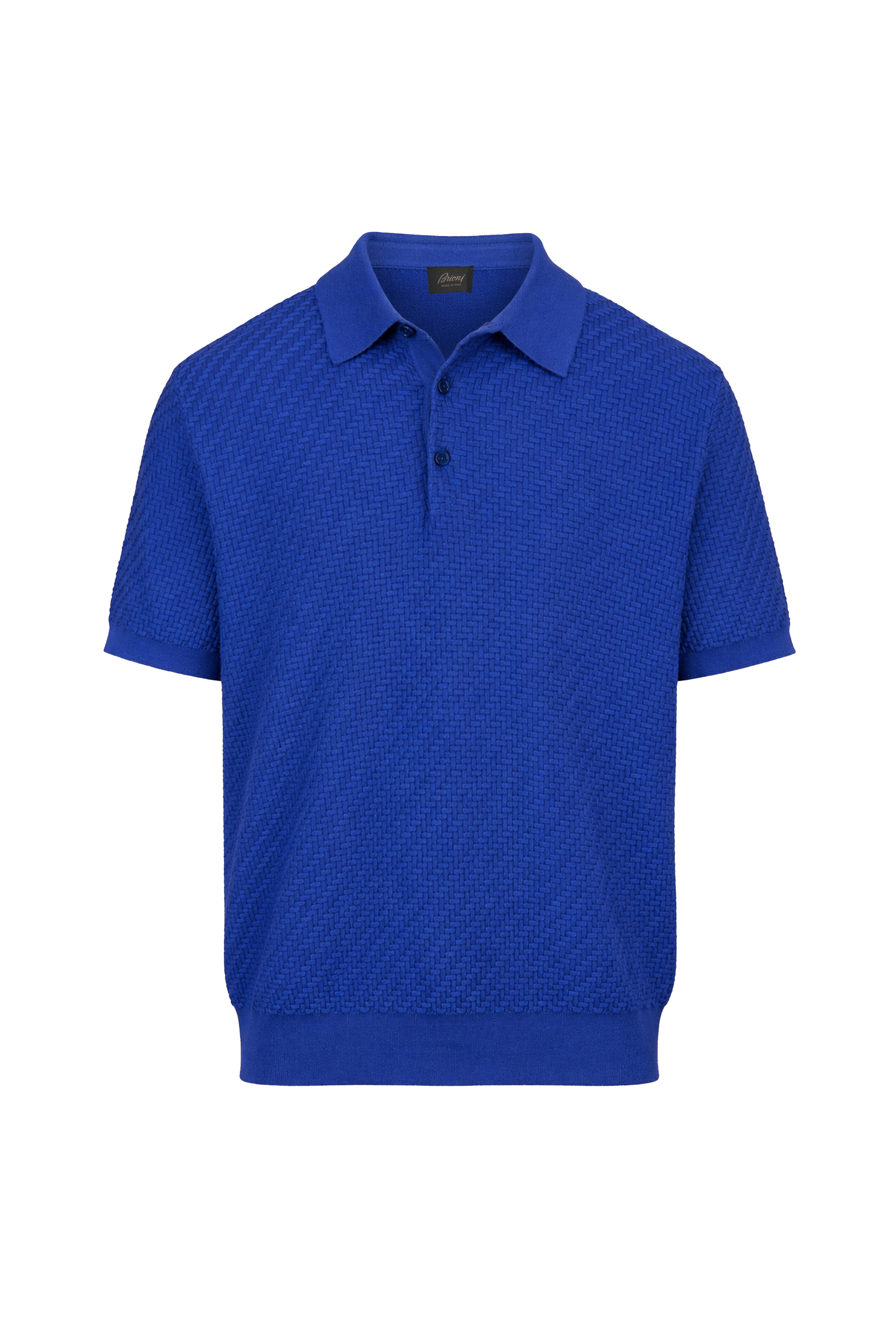 Brioni - Blue Trama Weave Polo - view 1