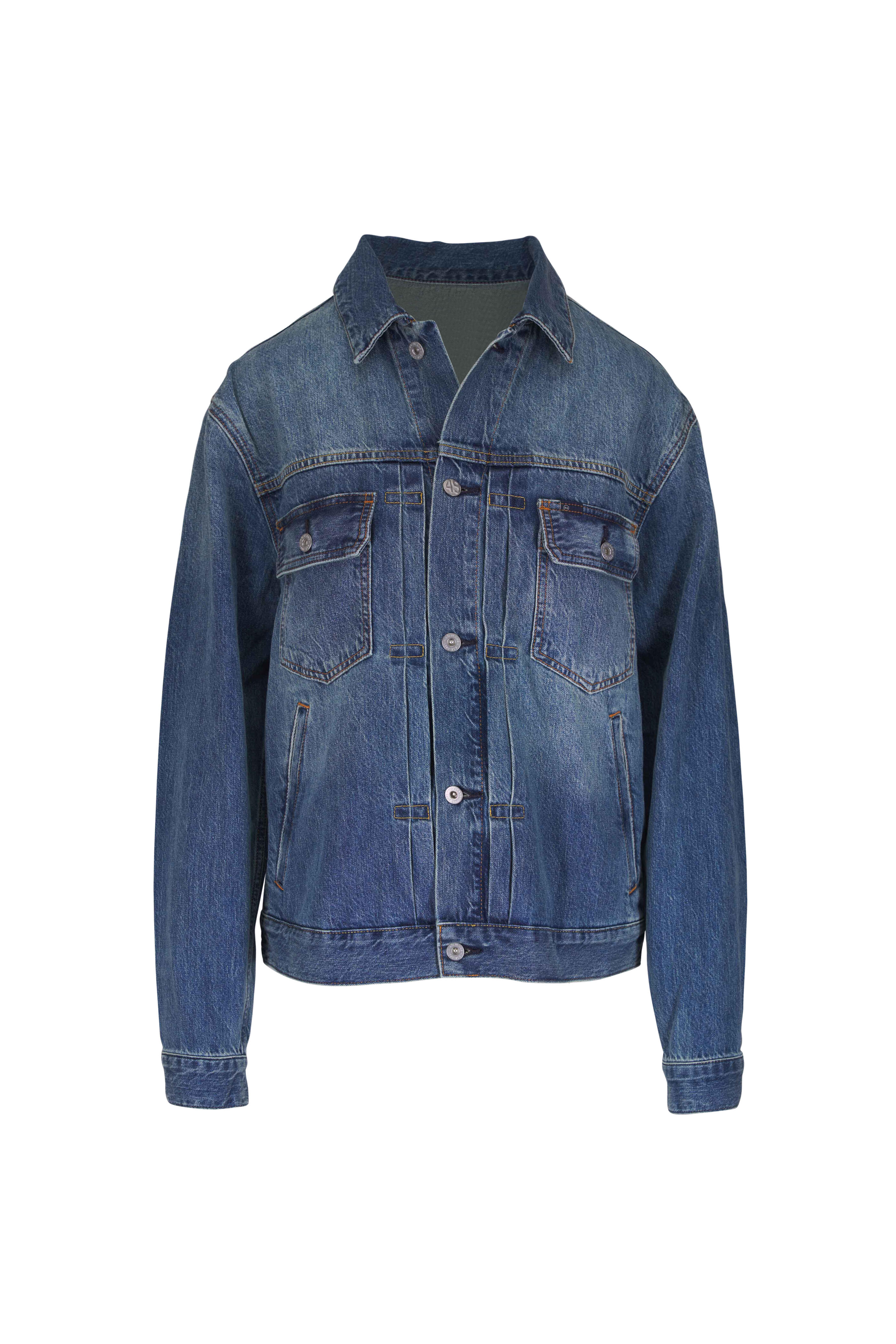 AG - Sid Pleated Denim Trucker Jacket - view 1