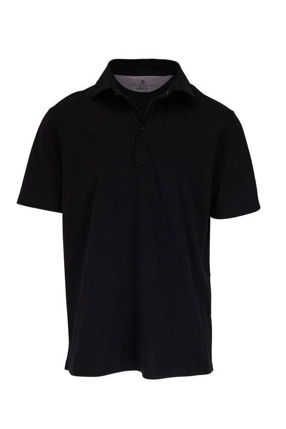 Brunello Cucinelli - Solid Black Cotton Jersey Polo