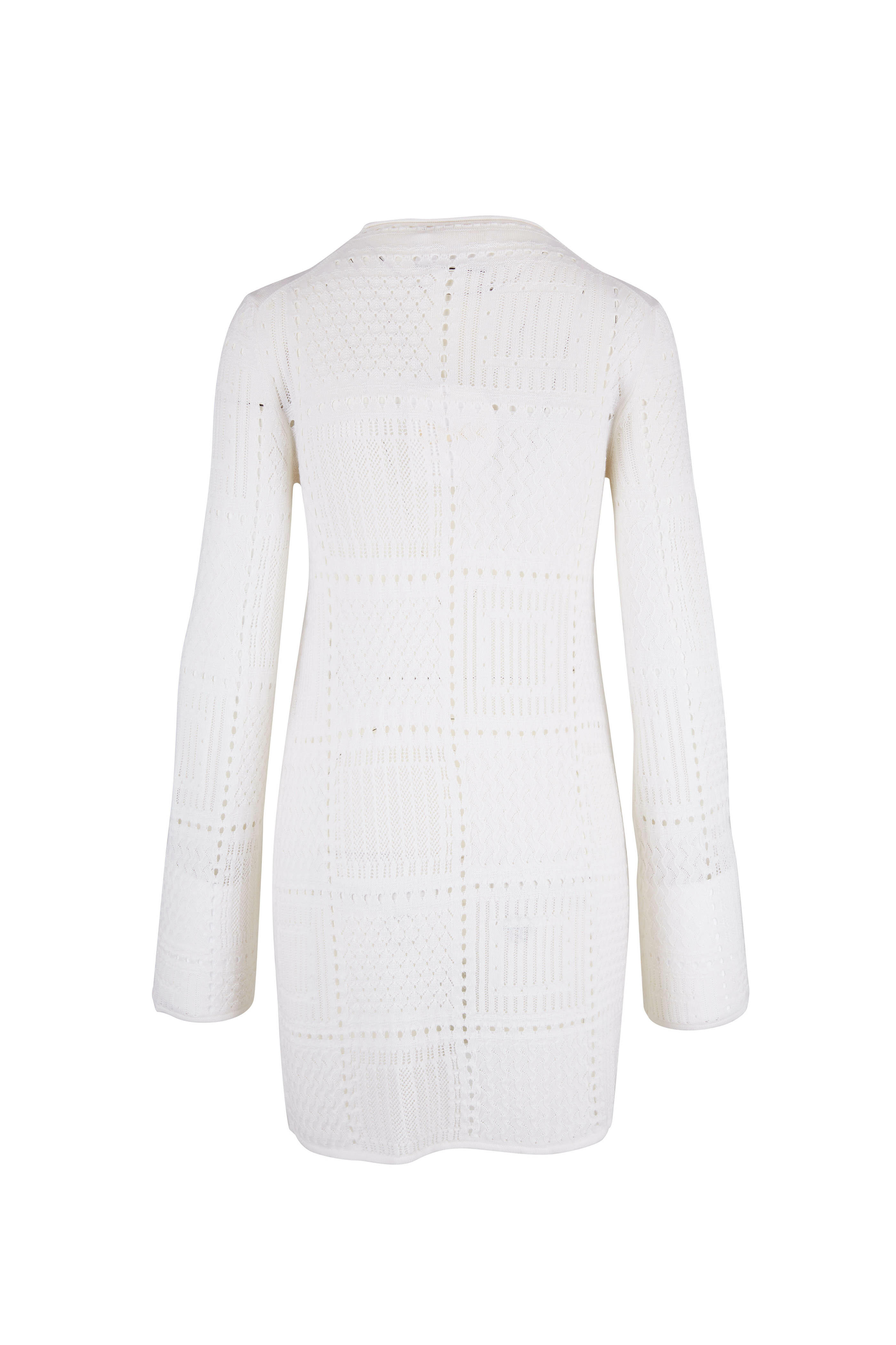 Chloé - White Handkerchief Knit Long Sleeve Mini Dress