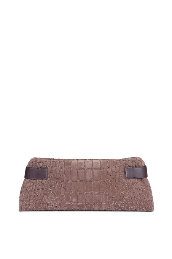 Bottega Veneta - The Pouch Bordeaux Woven Leather Large Clutch