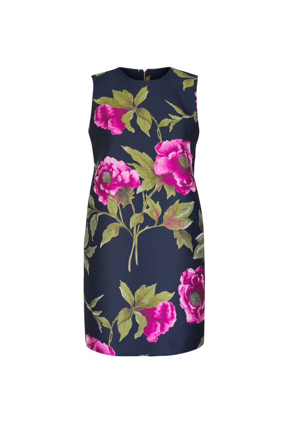 Carolina Herrera Multicolor Peony Print Jacquard Shift Dress - view 1
